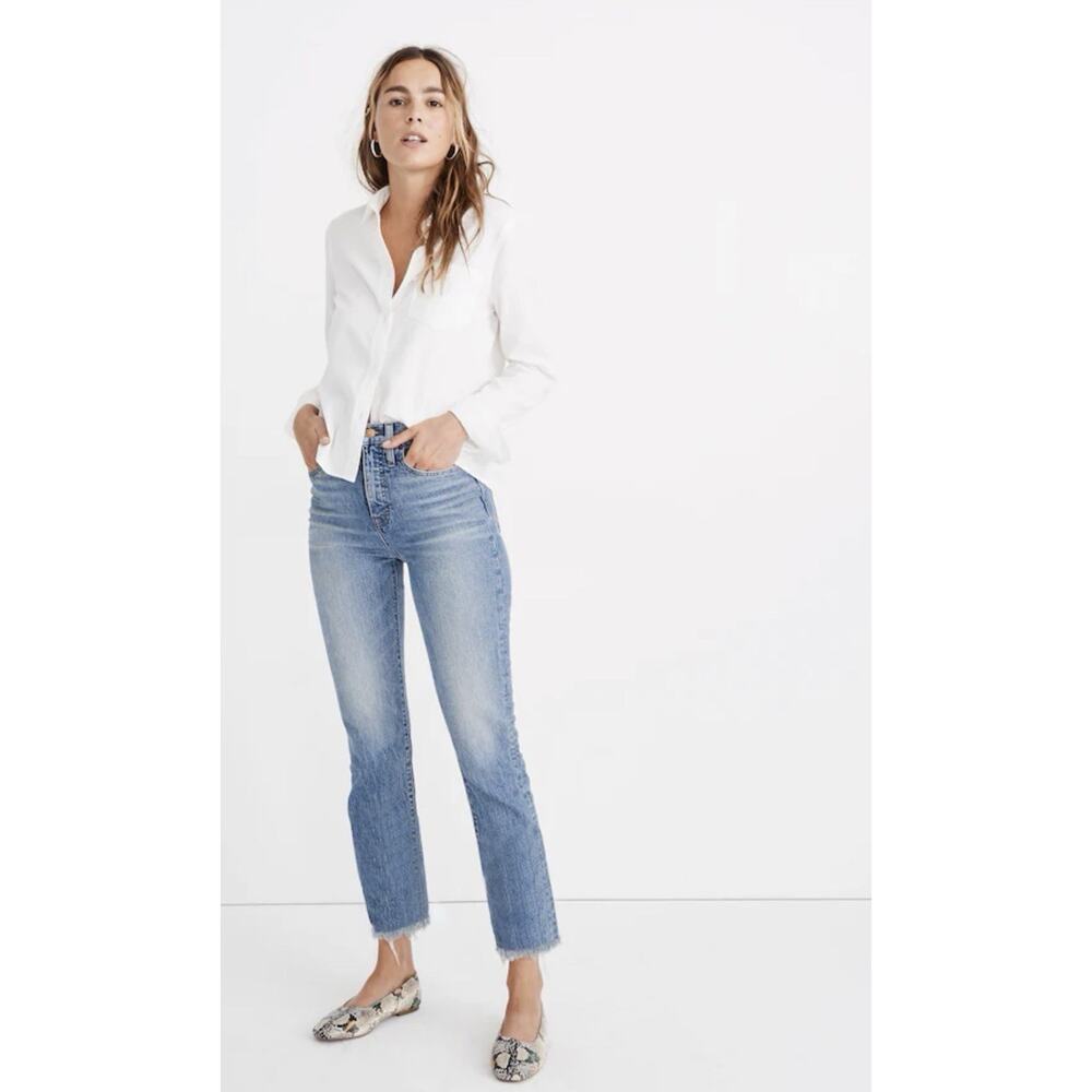 Madewell Size 24T Tall The Perfect Vintage Jean Ainsworth Wash Blue Raw Hem